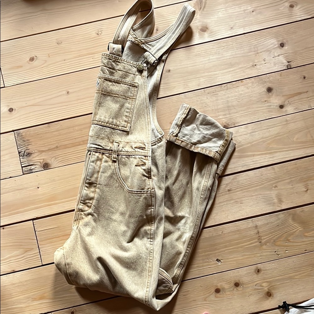 Beige Denim Overalls